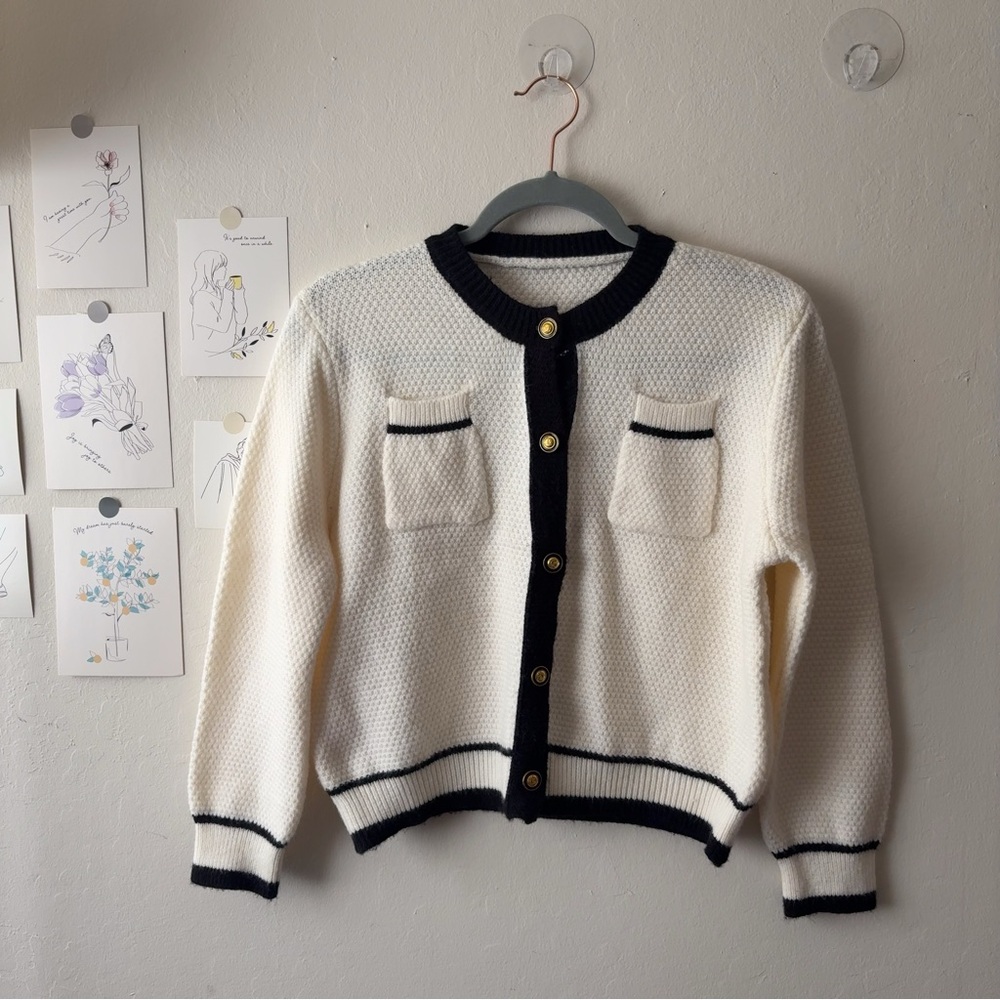 Elegant Black and White Women's Sweater
